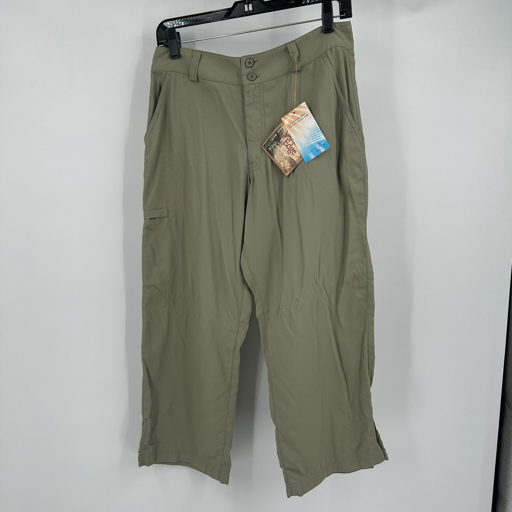 Outside Edge Womens Cropped Nylon Cargo Hiking Pants Size 10 Olive Green Utility